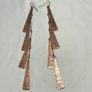 Copper triangle long earrings pierced